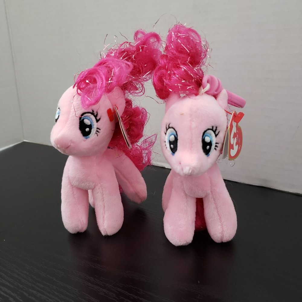 2 pc TY Sparkle BEANIE BABIES MY LITTLE PONY PINKIE PIE Backpack Clip - Picture 13 of 14